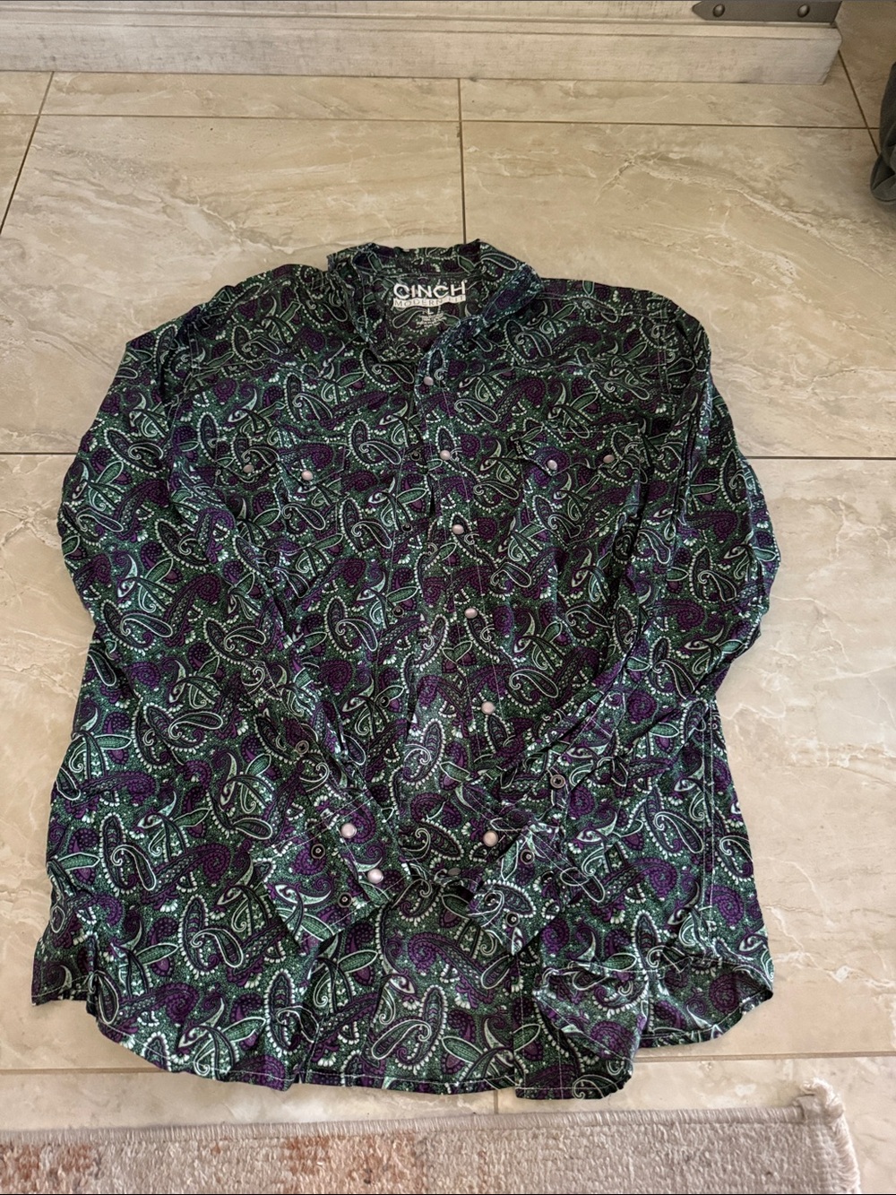 Cinch Purple & Green Paisley Western Shirt